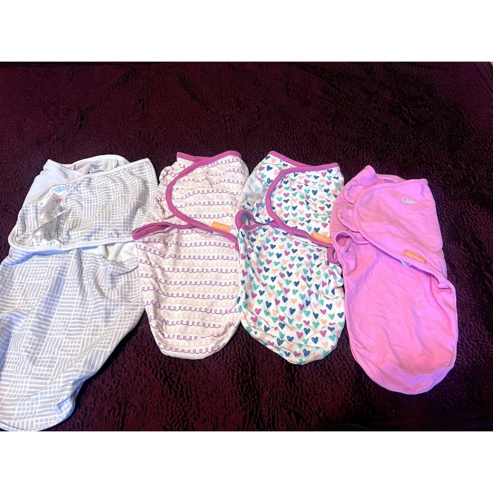 Lot Of 4 Summer Swaddle Me Adjustable Infant Wrap 7-14 lb Small/Medium Girls 0-3